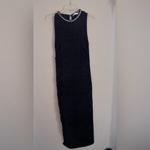 Zara Black Maxi Dress with Chain-Accent Neckline